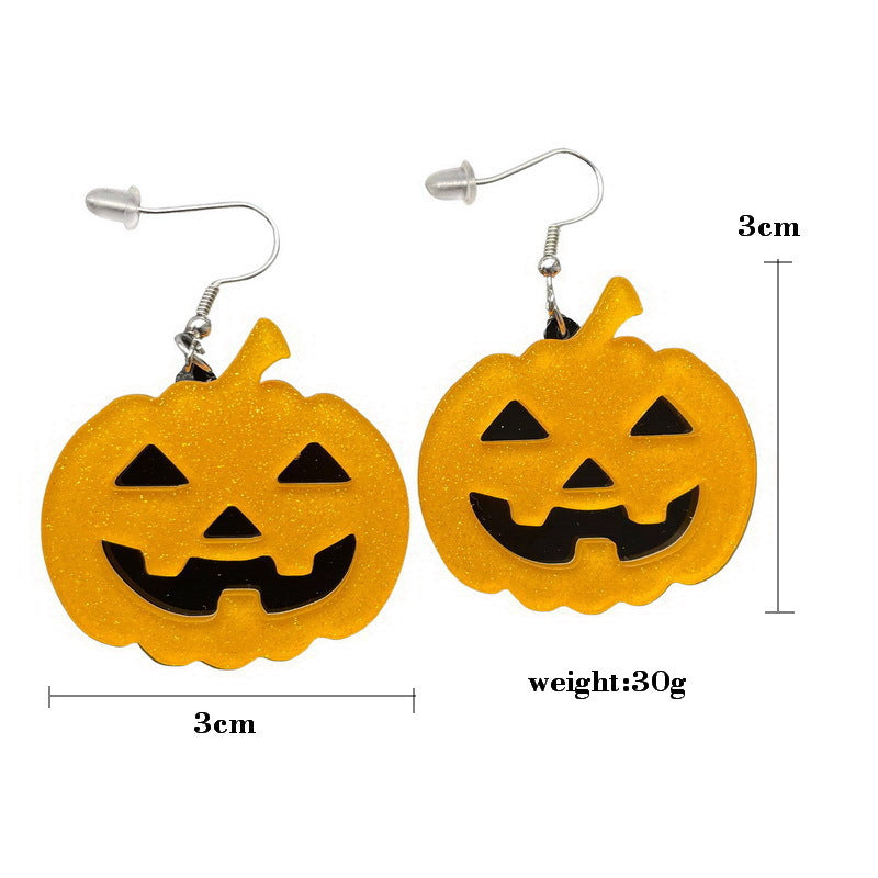 Wholesale Halloween Glitter Horror Pumpkin Knife Ghost Skeleton Skeleton Spider Acrylic Earrings ACC-ES-XP016