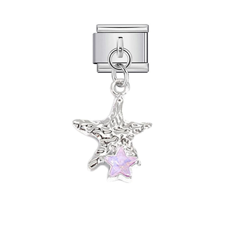 Wholesale Pink Crystal Flower Moon Pendant Charm for DIY Bracelet Watch - Stylish Jewelry Accessory for Women