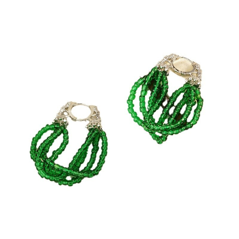 Wholesale Emerald Tassel Chalcedony Earrings