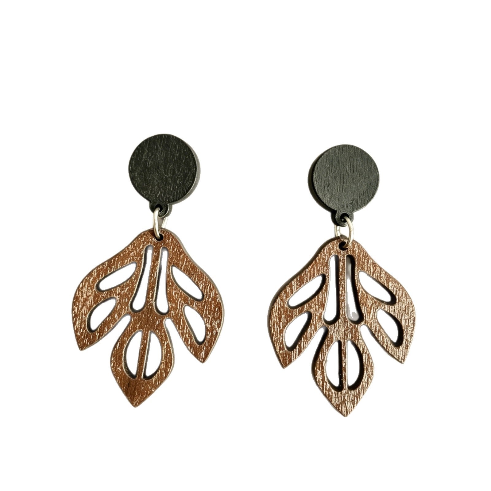 Wholesale Vintage Style Hollow Leaf Wooden Earrings in Black and Brown,  Trendy Jewelry Accessory for Everyday Wear