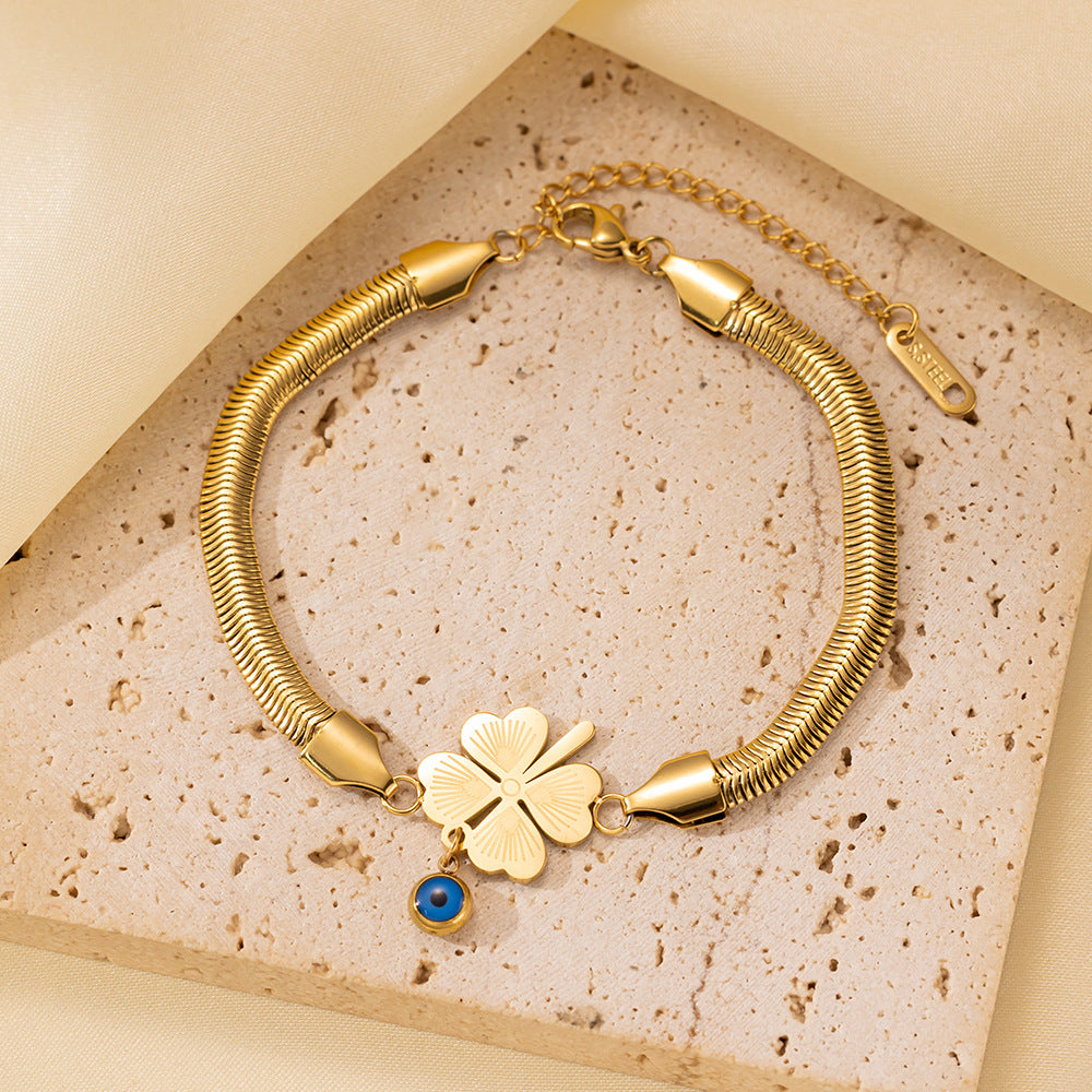 Wholesale Titanium Steel Bracelets Snake Bone Chain Love Blue Eyes Bracelet ACC-BT-Tais001