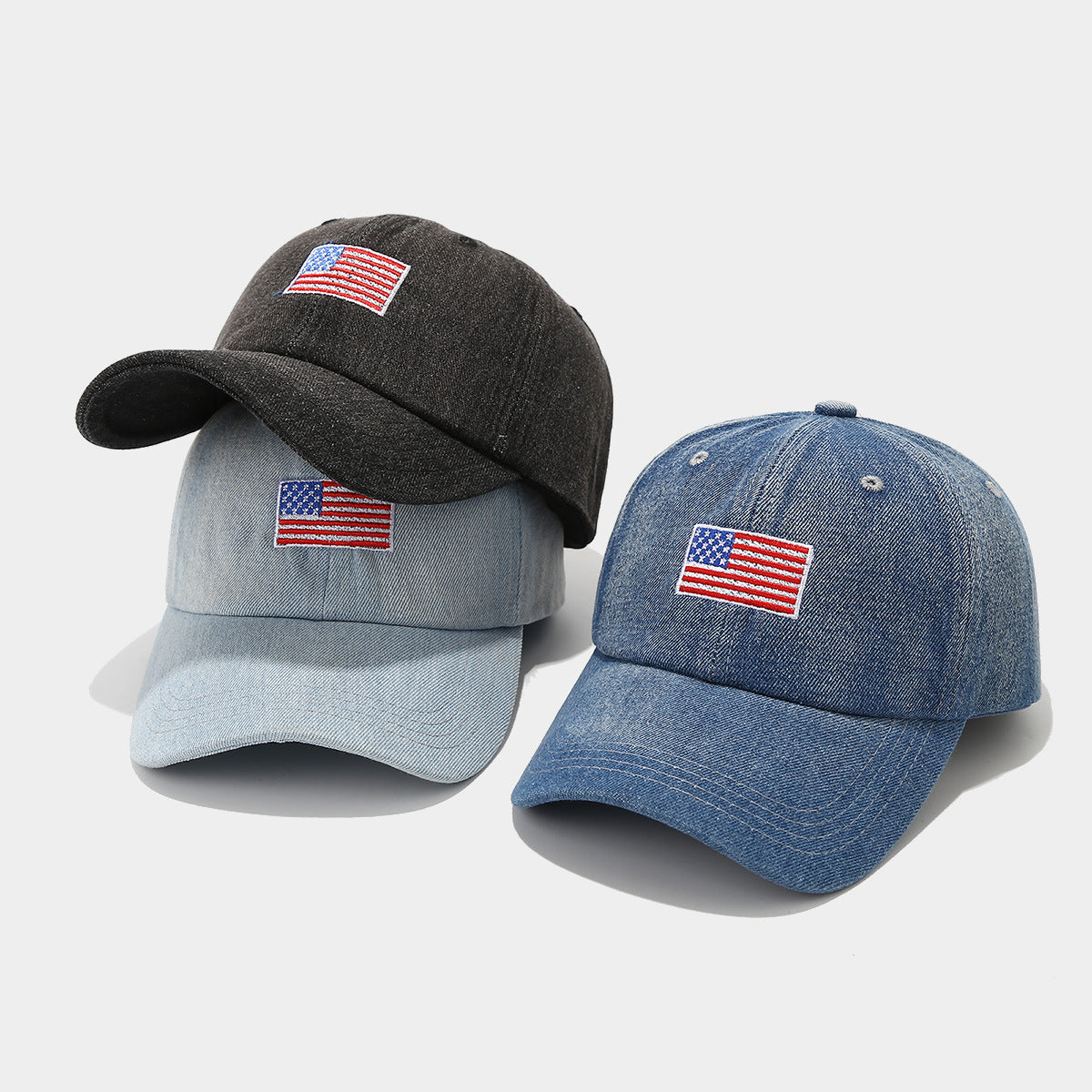 Wholesale American Flag Embroidered Denim Cap  Baseball Cap
