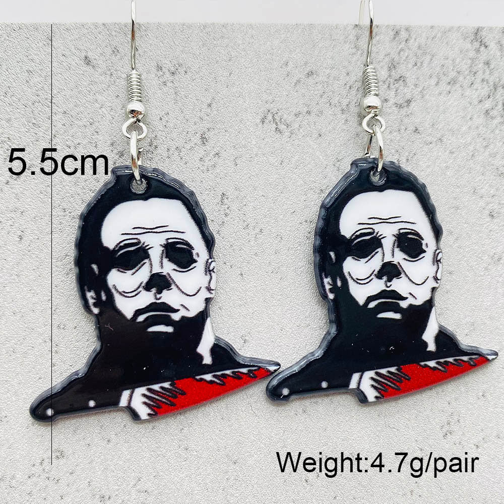 Wholesale Halloween Horror Skull Acrylic Earrings ACC-ES-PuCi001