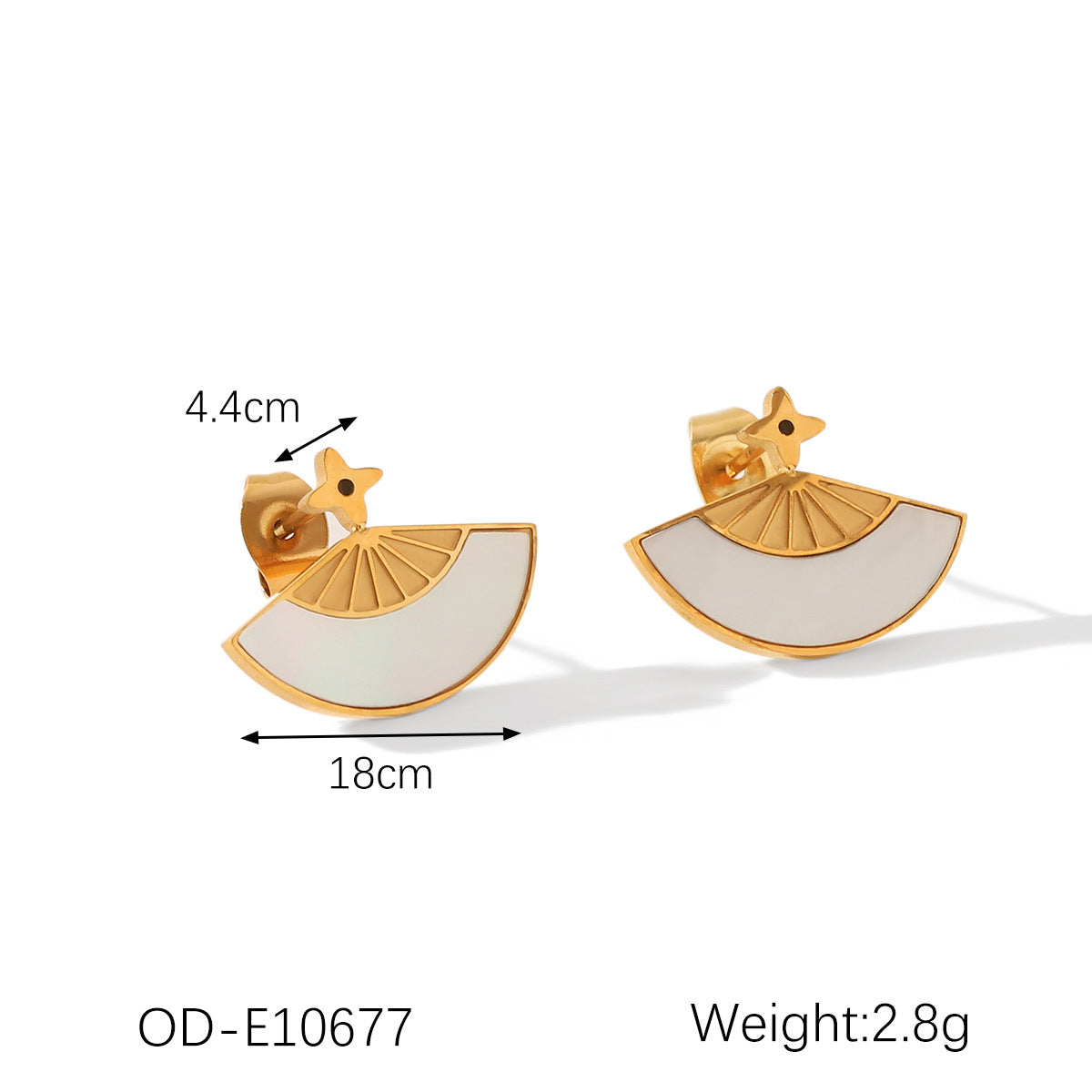 Wholesale  stainless steel jewelry women's non-fading inlaid shell fan pendant necklace earrings combination