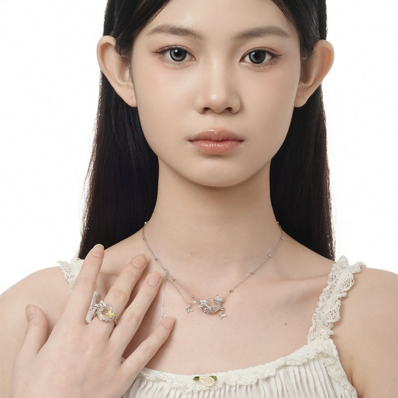 Wholesale Light Luxury S925 Sterling Silver Peace Buckle Special-shaped Butterfly Necklaces ACC-NE-YWE002