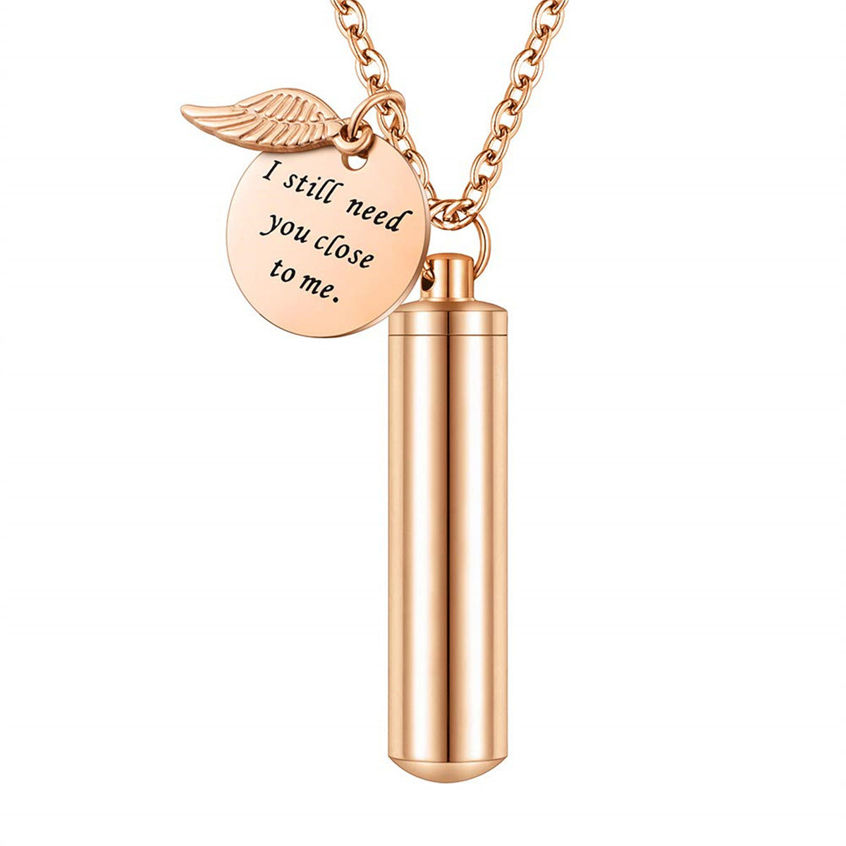 Wholesale Stainless Steel Angel Wings Round Pendant Necklace