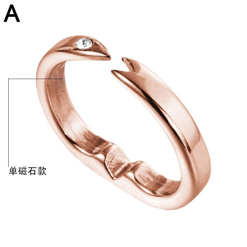 Wholesale  Double Magnet Ring Metal Glossy Creative Jewelry