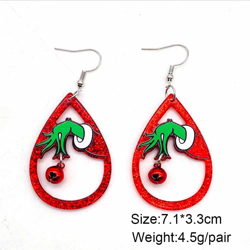 Wholesale  Christmas Acrylic Earrings  Red Santa Hat Christmas Tree Pendant Earrings