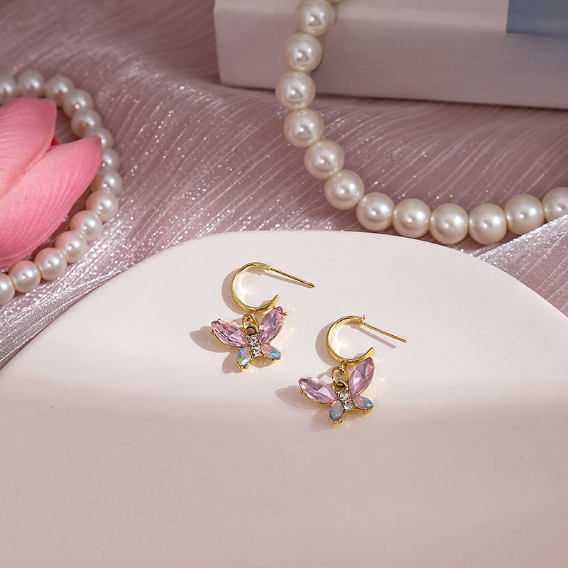 Wholesale Silver Needle pink rabbit dolphin lovely stud earrings