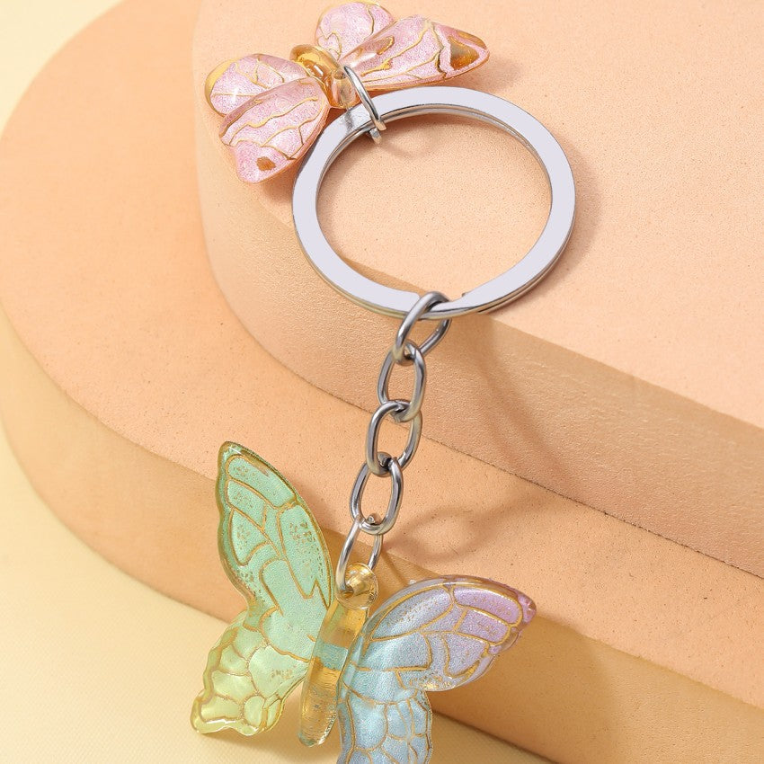 Wholesale Resin DIY Handmade Gradient Butterfly Keychains ACC-KC-RongR075