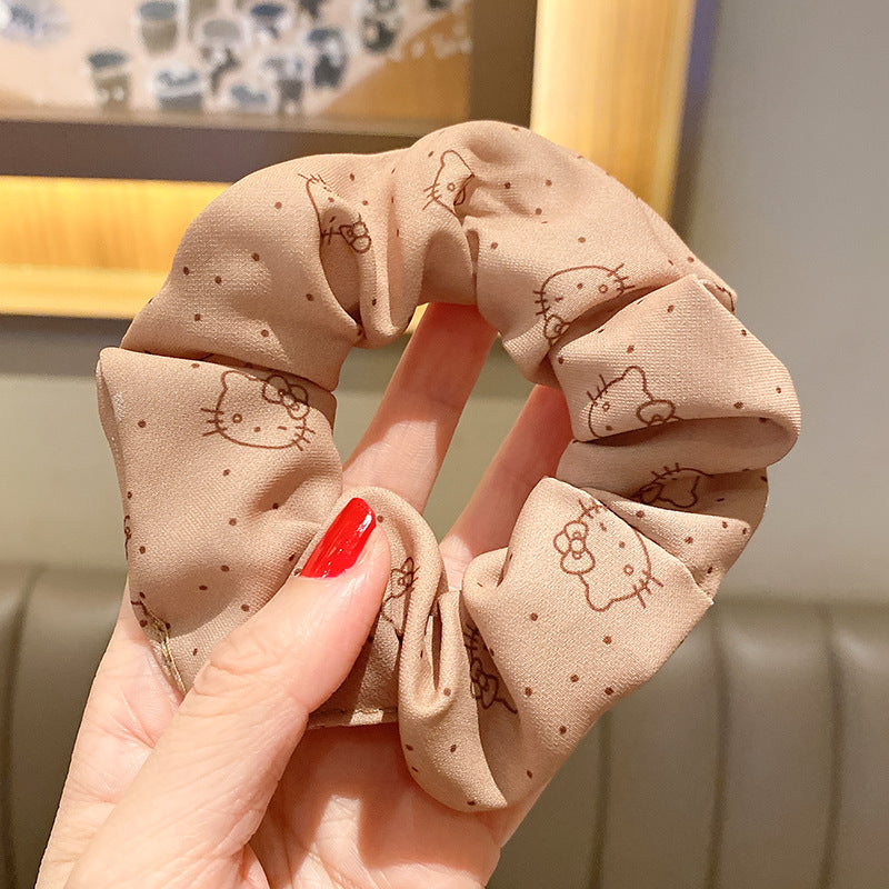 Wholesale Leopard Print Bear Light Luxury Style Milk Tea Color Hair Scrunchies ACC-HS-Huidi024