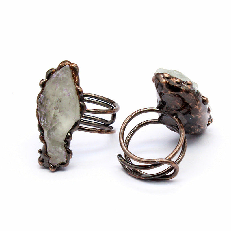 Wholesale  crystal jewelry  retro personality natural agate hole ring