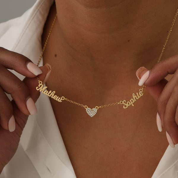 Wholesale Titanium Steel Heart Multi-name Necklace