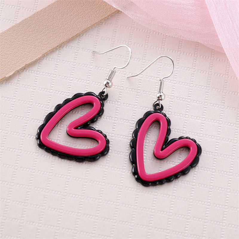 Wholesale Acrylic Black Pink Love Earrings