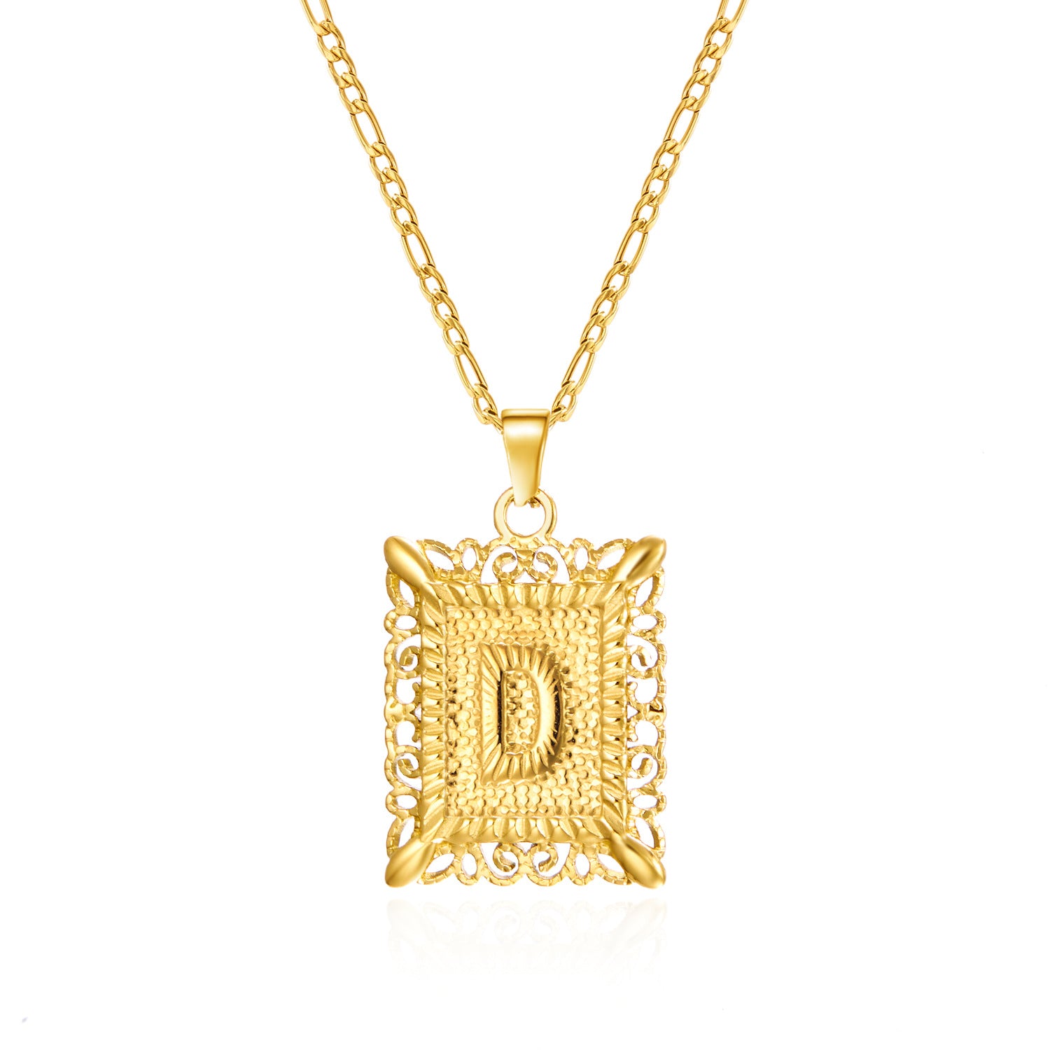 Wholesale letter necklace creative square stainless steel necklace