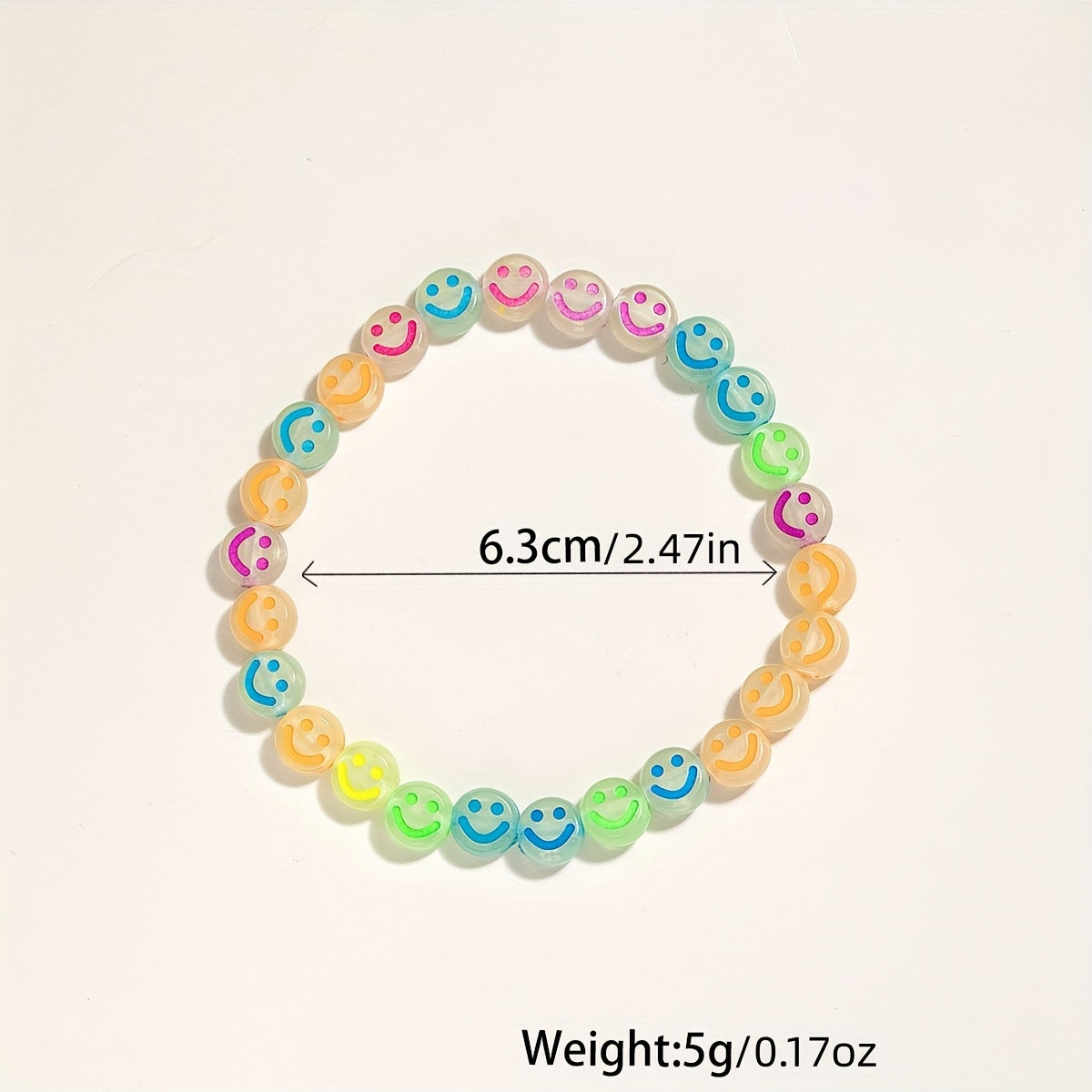 Wholesale luminous color smiling face beaded elastic ladies bracelet