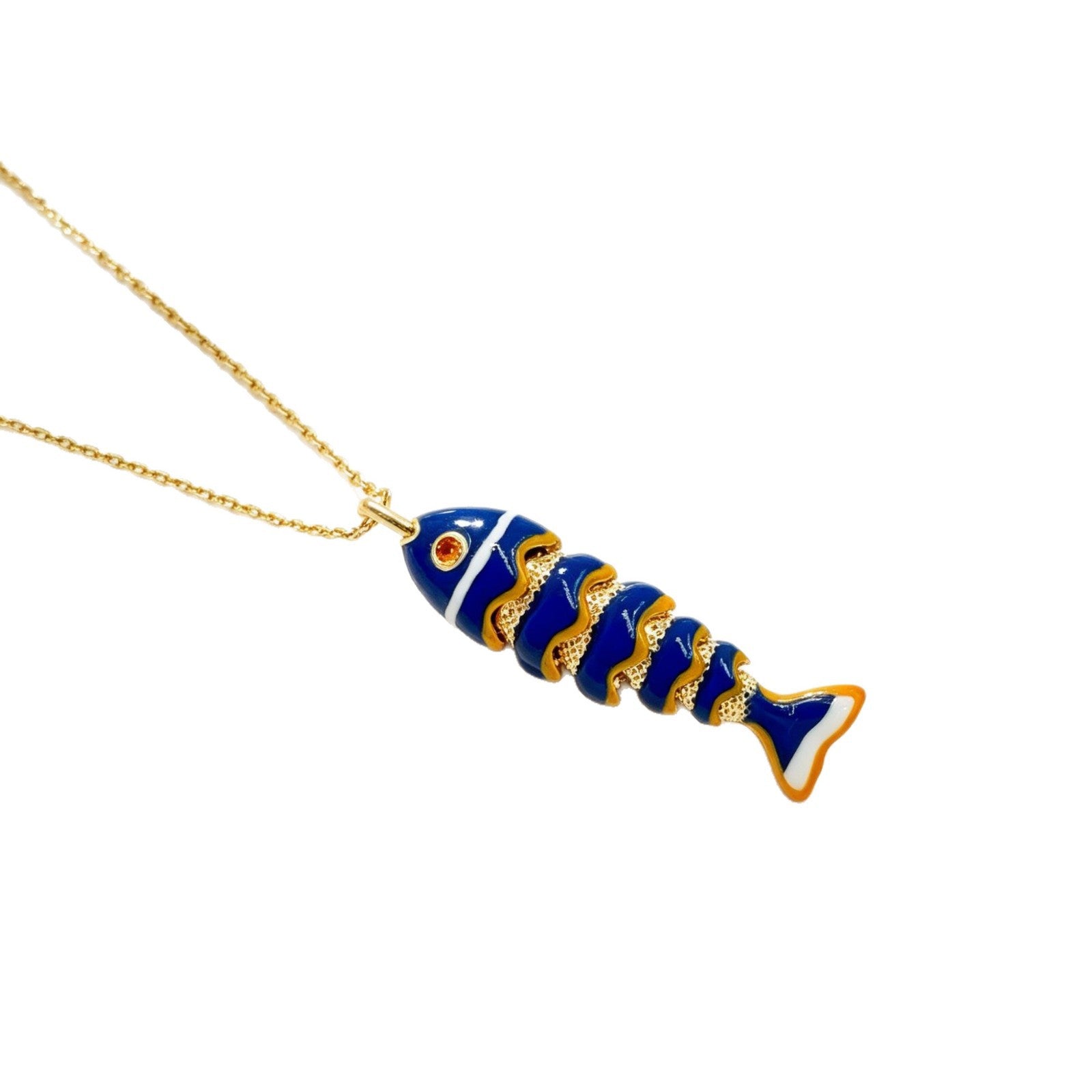 Wholesale Copper Electroplated Movable Multi-Drop Oil Paint Fish Pendant Necklace Fashion Accessory