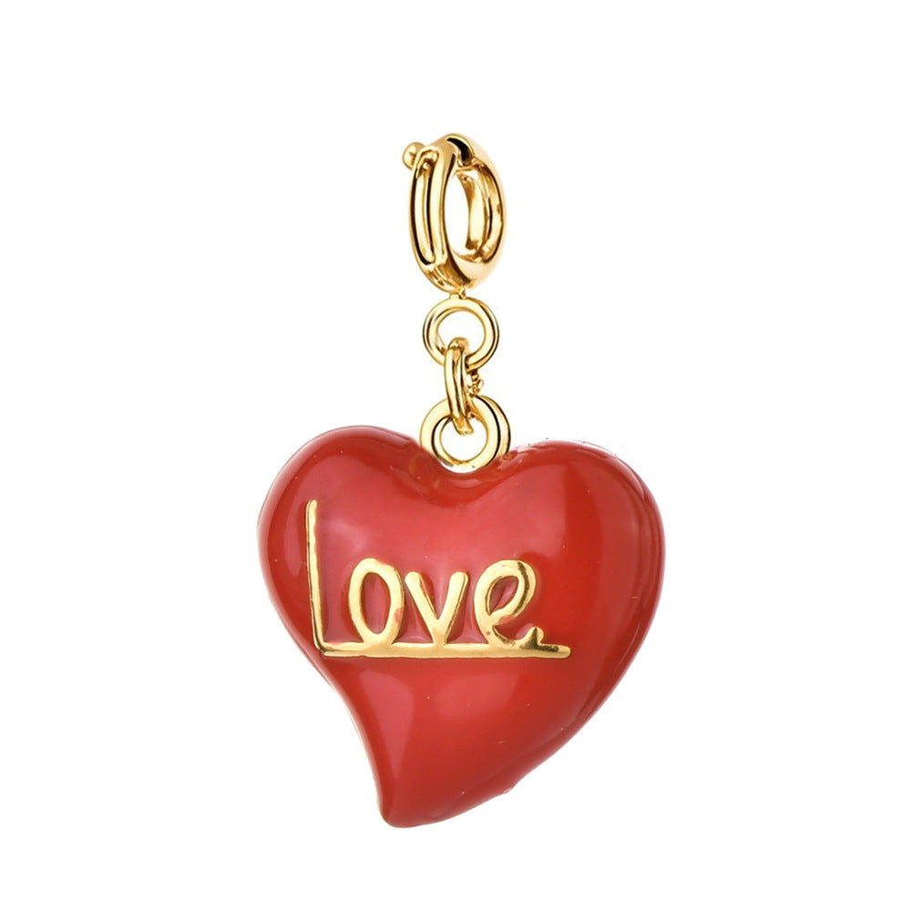 Wholesale Retro Style Heart Series Oil Dripping Colorful Stainless Steel  Charms