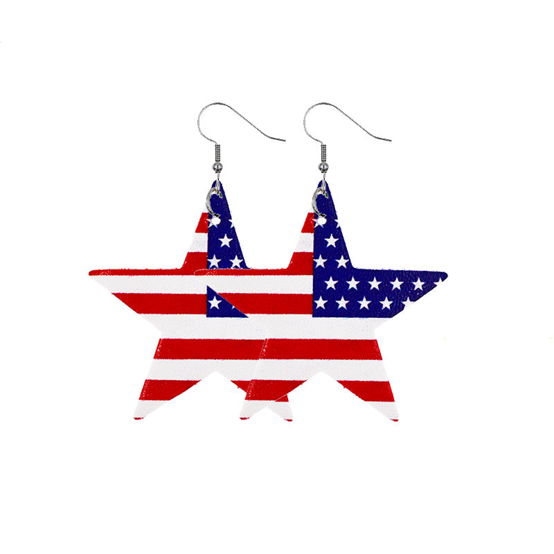 Wholesale American Independence Day Leather Earrings ACC-ES-CY022