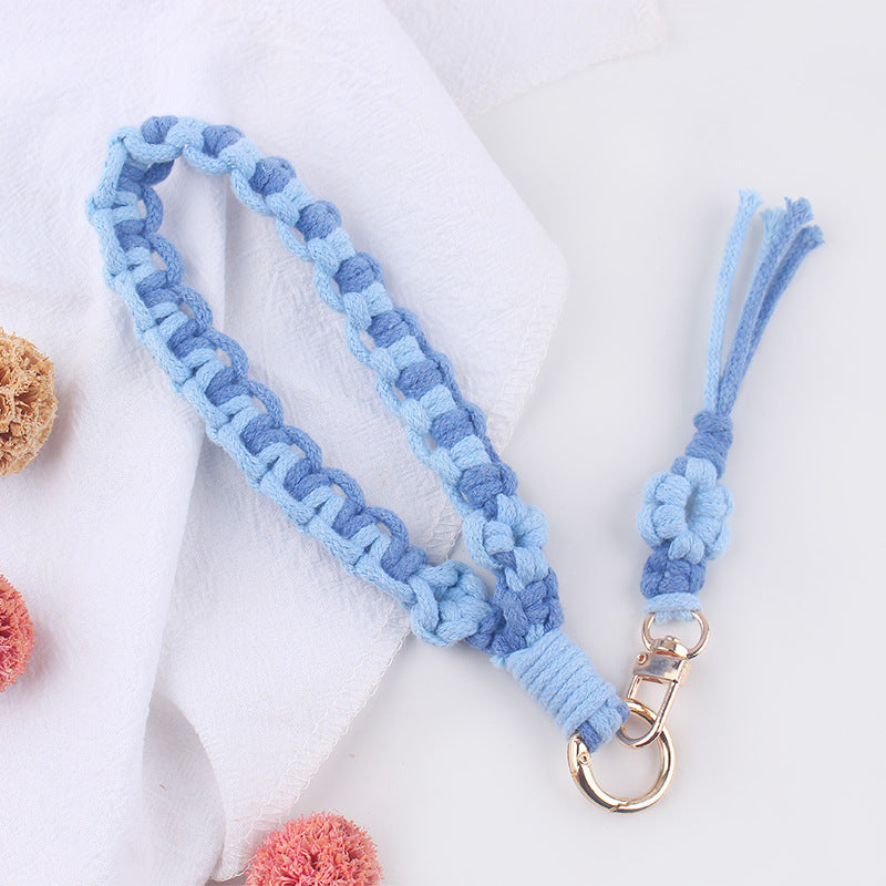 Wholesale Hand-woven Daisy Pattern Lanyard Keychain