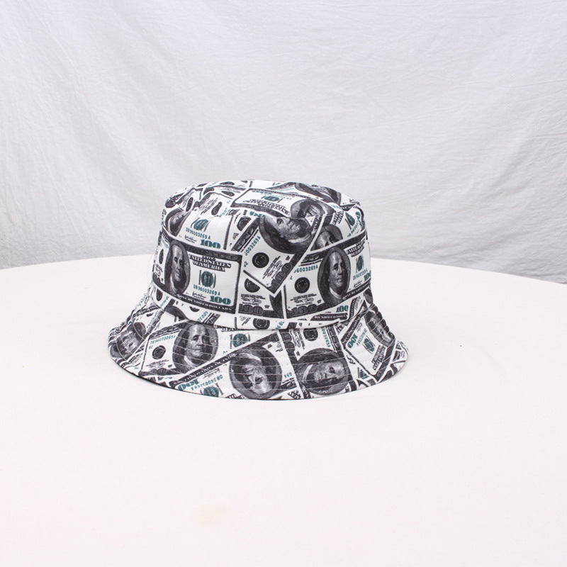 Wholesale Dollar graffiti fisherman hat double-sided foldable basin hat