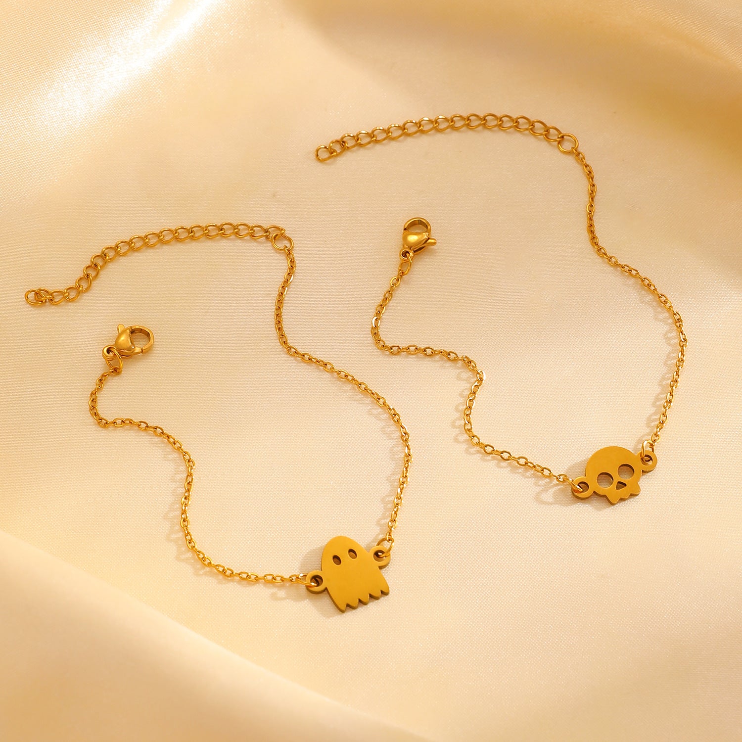 Wholesale  Ghost Skull Couple Bracelet Stainless Steel Gold Plated Fashion Jewelry Accessory