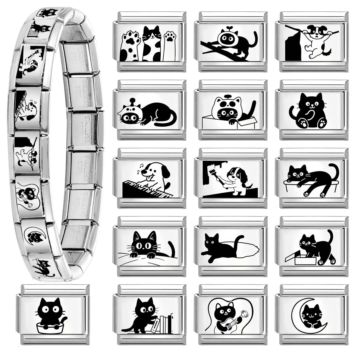 Wholesale 9mm Italian Charm Starter Bracelets DIY Cute Pet Stainless Steel Composable Bracelet