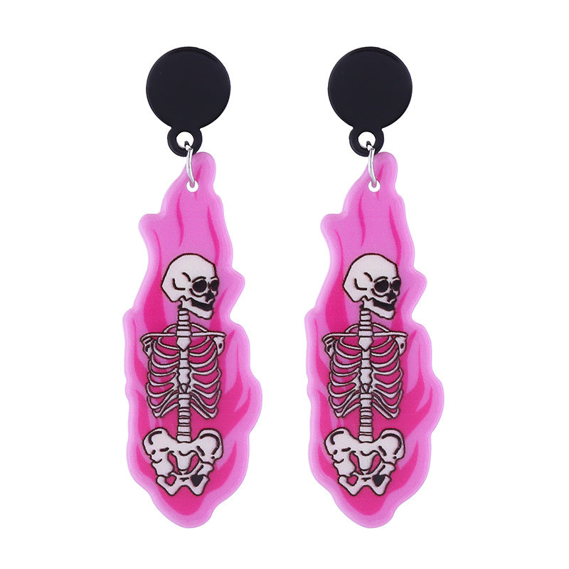 Wholesale  Halloween cute funny long-legged witch pink ghost acrylic earrings