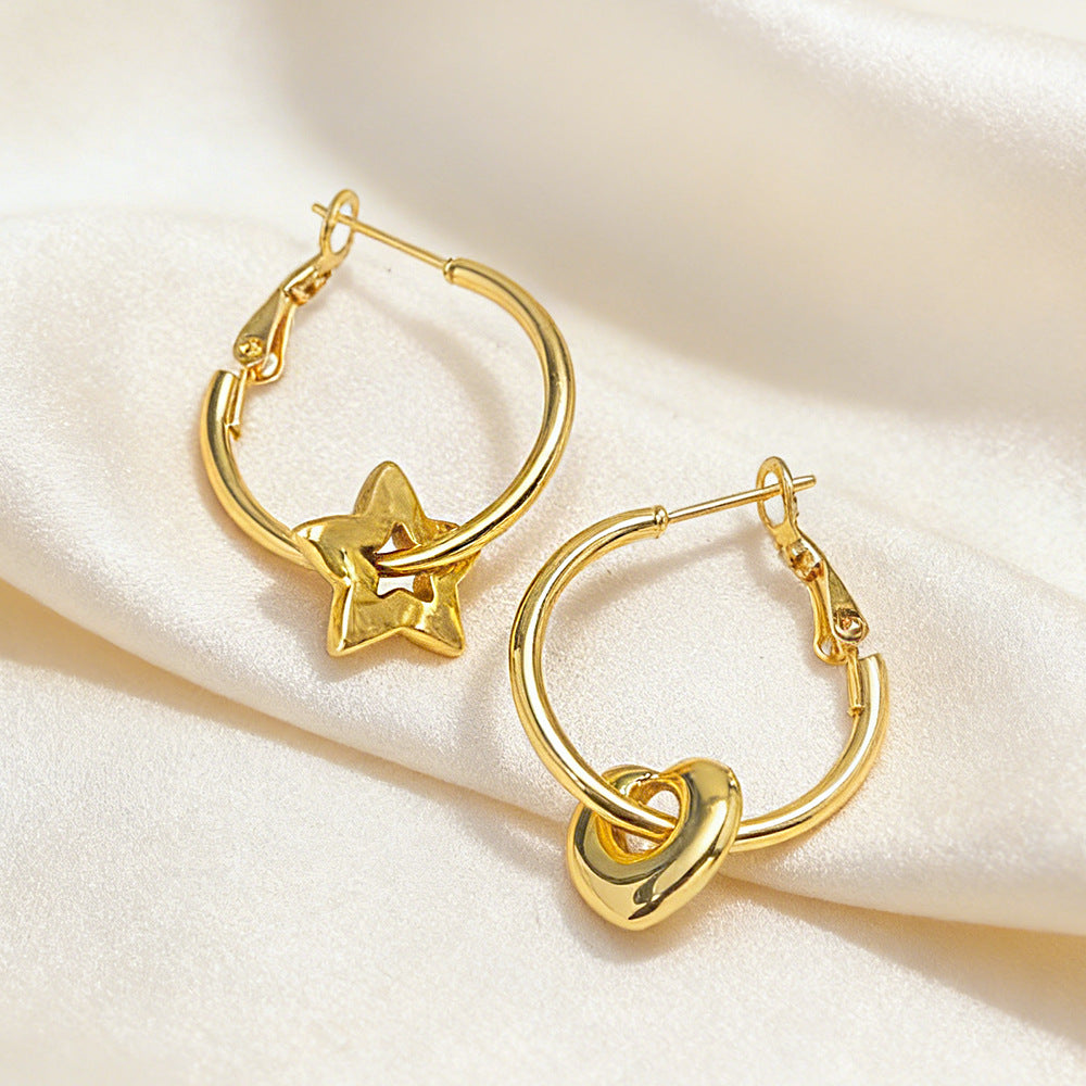 Wholesale Titanium Steel Heart and Star Earrings