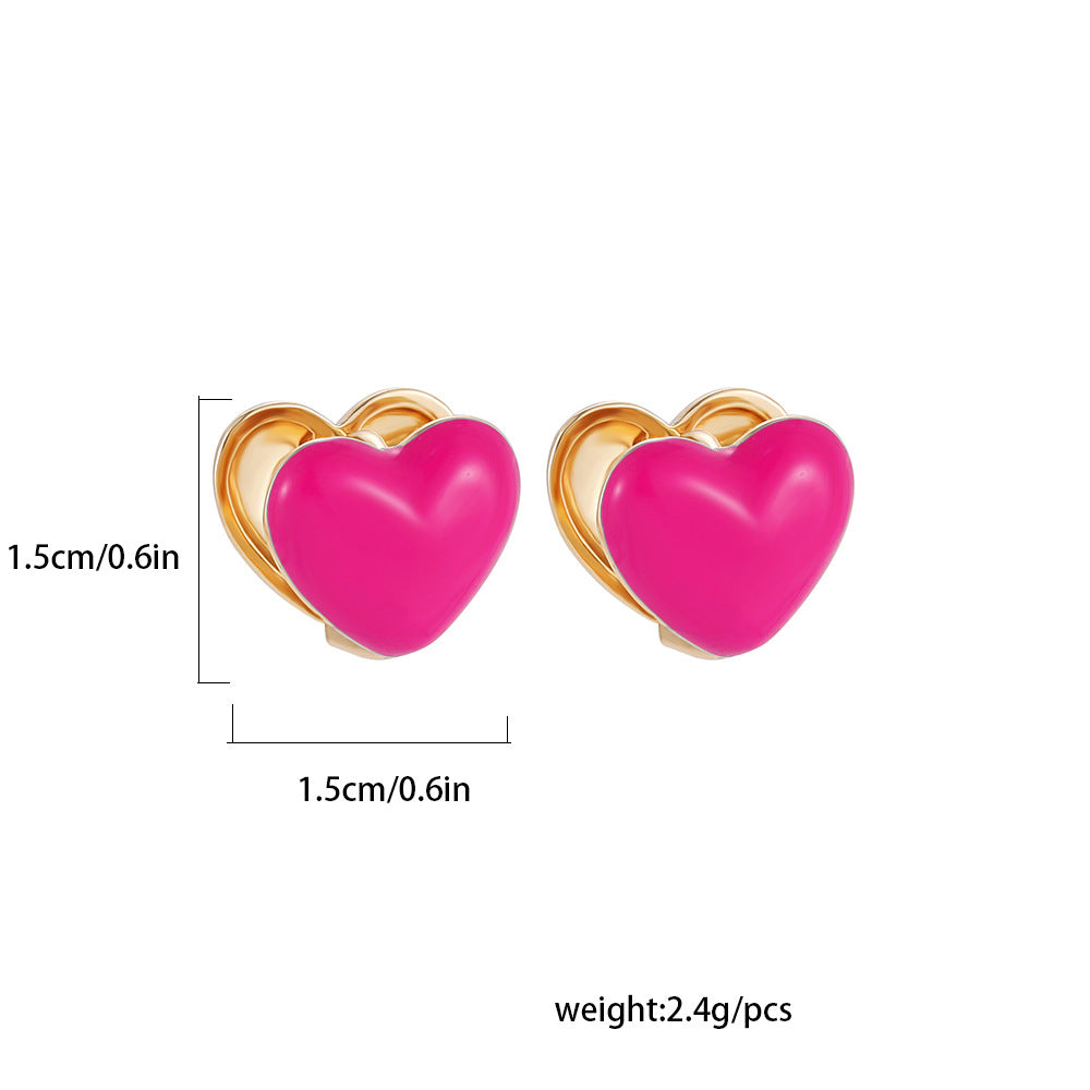 Wholesale  drop oil enamel candy-colored earrings double-sided color love ear buckle