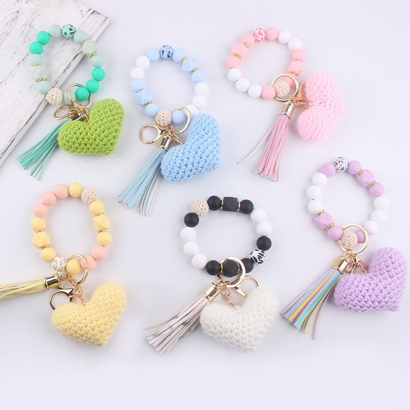 Wholesale Cartoon Wool Love Bracelet Keychain