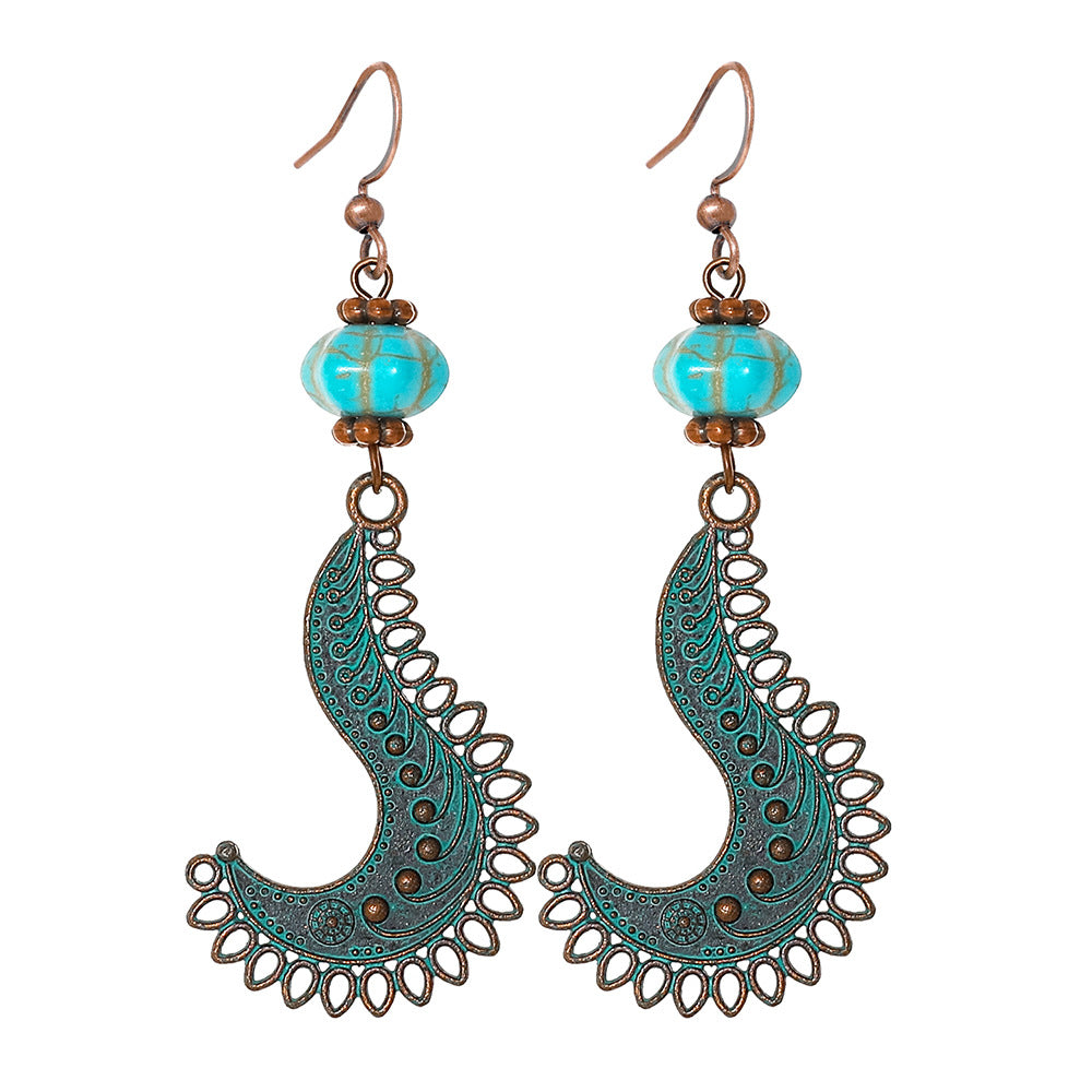 Wholesale Bohemian Geometric Tassel Earrings Set - Zinc Alloy Hollow Cloisonné - Fashion Accessory for Gift or Resale