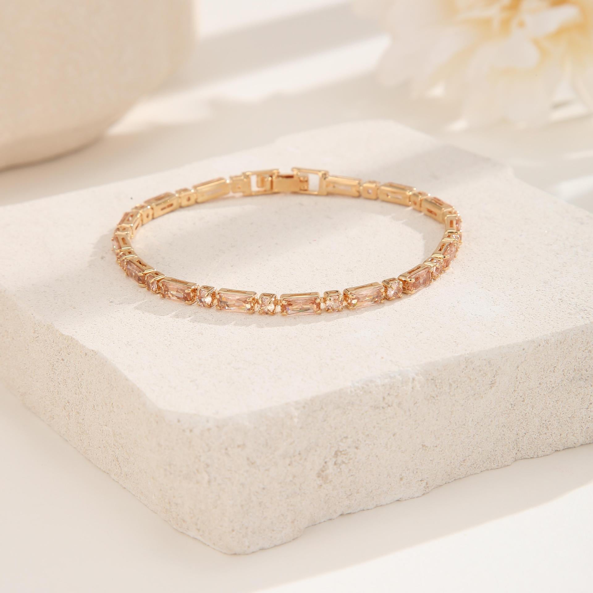 Wholesale Colorful Zircon Geometric Bracelet Fashion Jewelry Accessory Boutique Gift