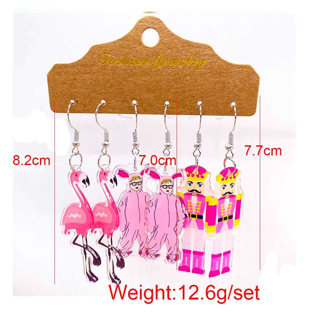 Wholesale 3 Pairs of One Card Earrings Set Cactus Acrylic  Earrings