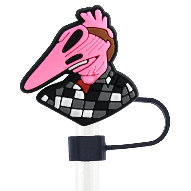 Wholesale Random 100pcs Dark Style 10mm PVC Soft Straw Tube Cap ACC-SCR-RYY100