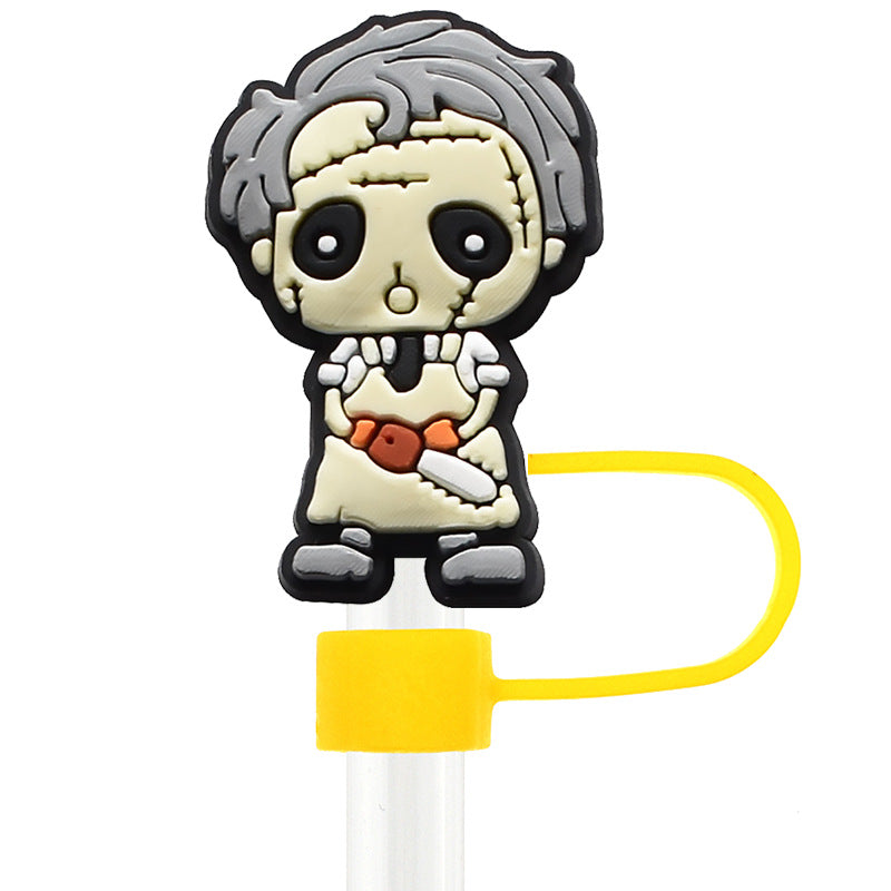 Wholesale Random 100pcs Halloween 10mm PVC Soft Straw Tube Cap ACC-SCR-RYY080