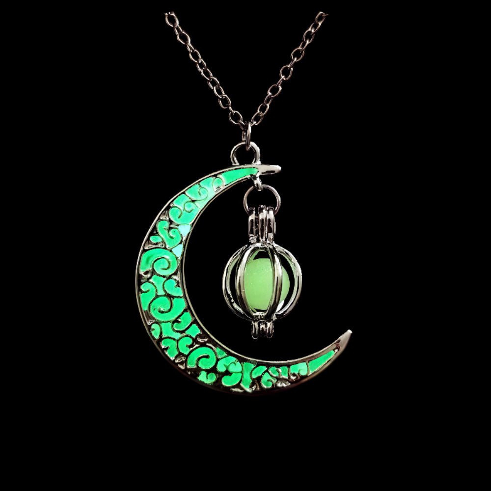 Wholesale  Luminous Moon Pumpkin Pendant Necklace