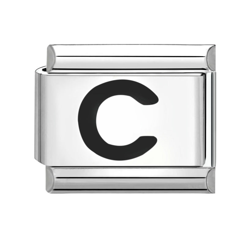 Wholesale Italian modular bracelet 9mm DIY splicing detachable letters titanium steel combinable bracelet