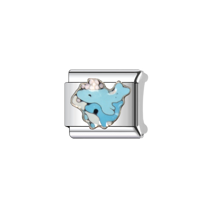 Wholesale Italian Charm Bracelet 9mm DIY Splicing Shark Penguin Stainless Steel Composable Bracelet