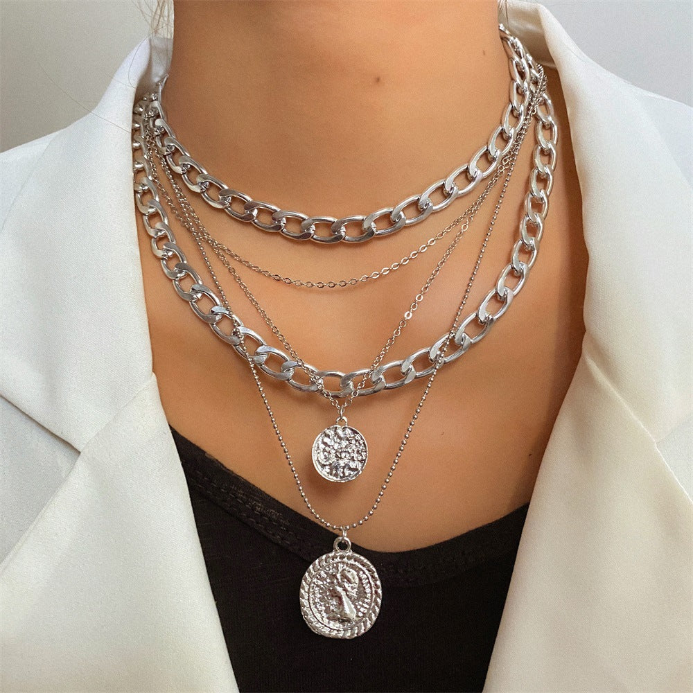 Wholesale multi-layer round pendant necklace