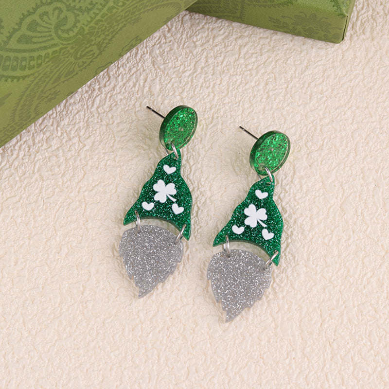 Wholesale St. Patrick's Day Flower Earrings Jewelry Set Acrylic Earrings