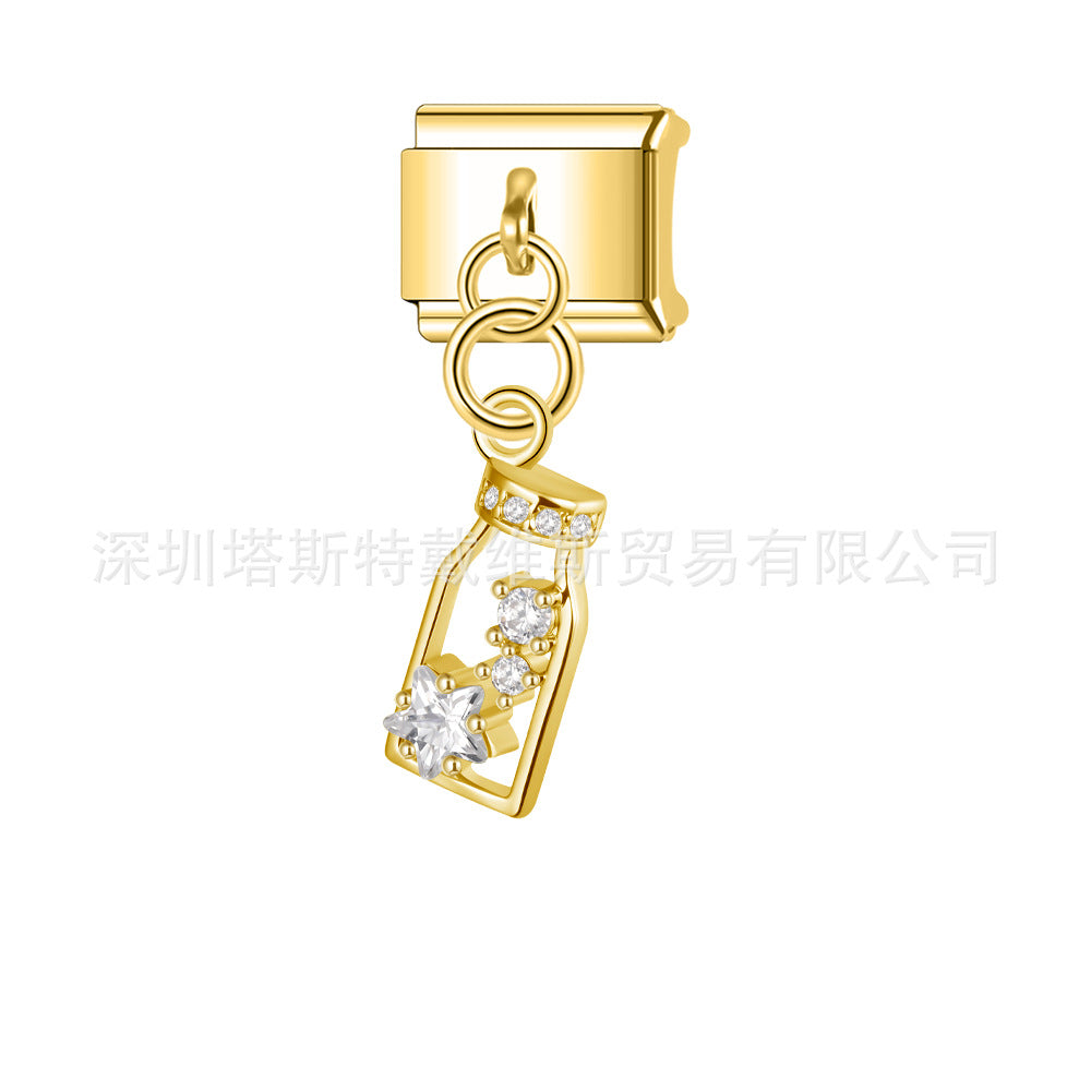 Wholesale Electroplated Alloy Heart Shaped Modular DIY Pendant Bracelet Gift Fashion Accessory