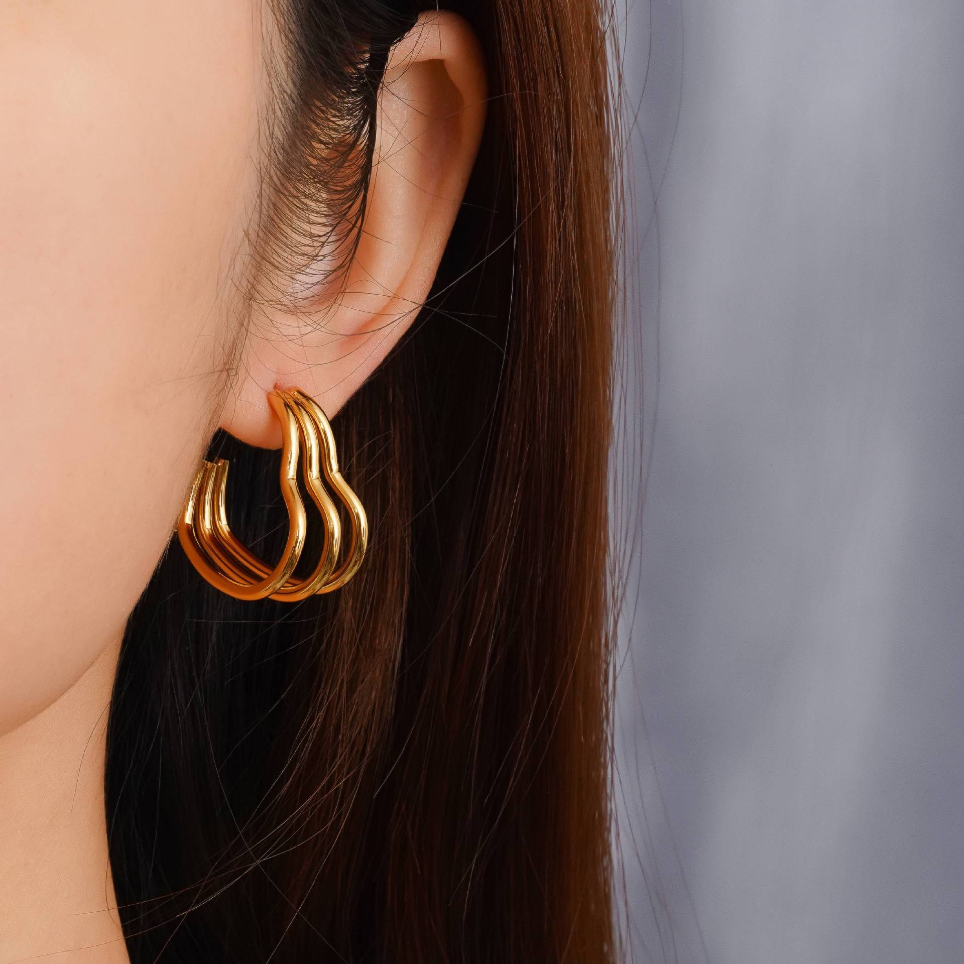 Wholesale Stainless Steel Circle C Shape Earrings