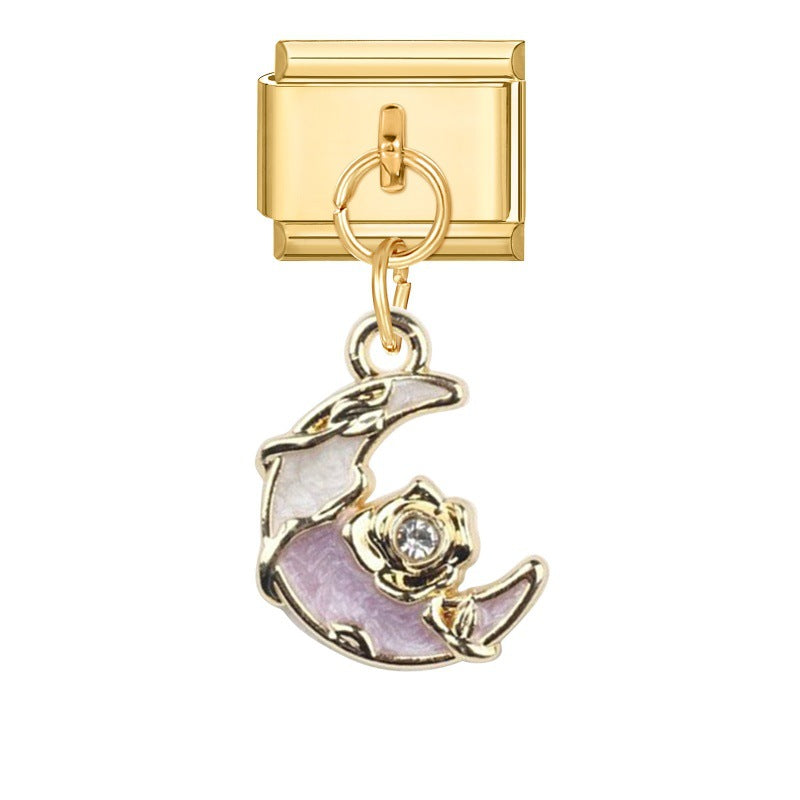 Wholesale Italian Charm Bracelet 9mm DIY Splicing Gold Pendant Stainless Steel Composable Bracelet