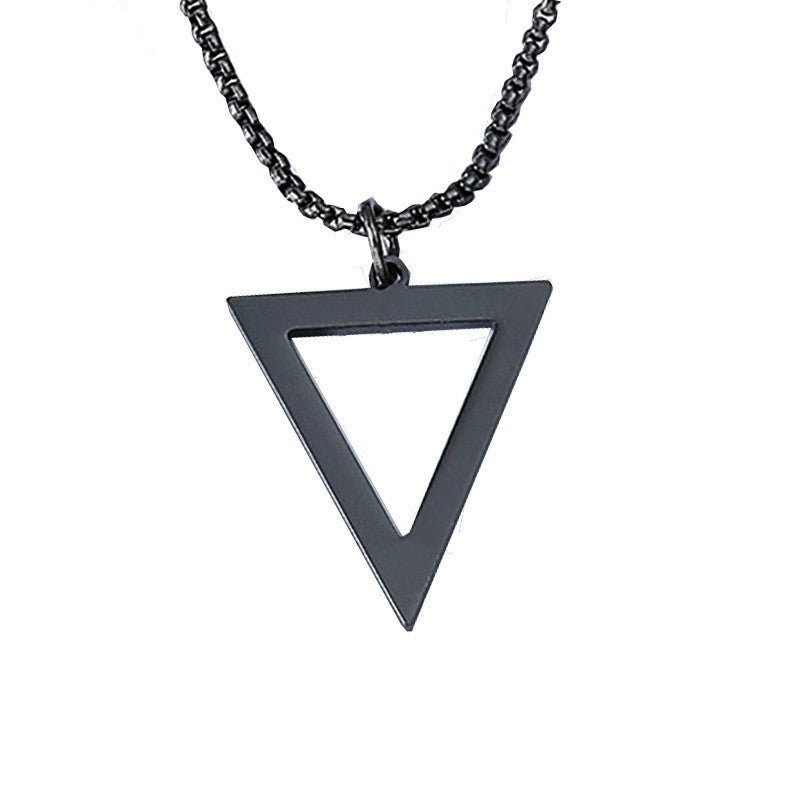 Wholesale Titanium steel black triangle necklace