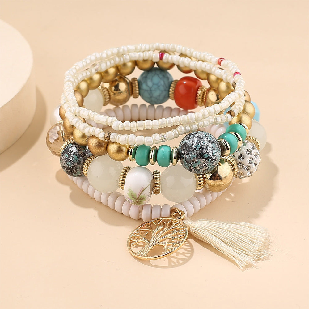 Wholesale Bohemian Beaded Tassel Tree of Life Bracelet