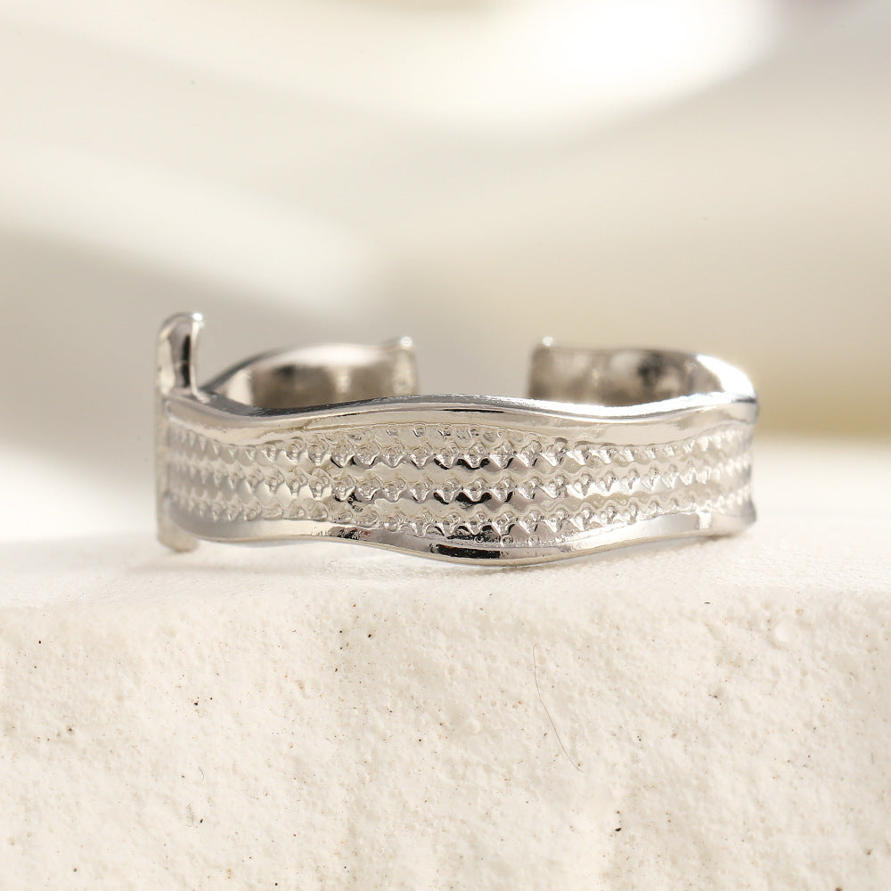 Wholesale Stainless Steel  Irregular Ring Line Ring Hollow Rings  ACC-RS-TaiMei006