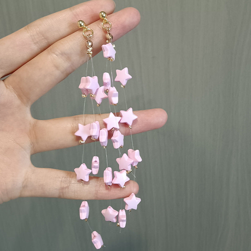 Wholesale light luxury star long tassel earrings