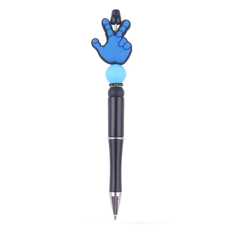 Wholesale Beaded Pen Creative Handmade Palm Silicone Beaded Pen Black Plastic Multifunctional Ballpoint Pen