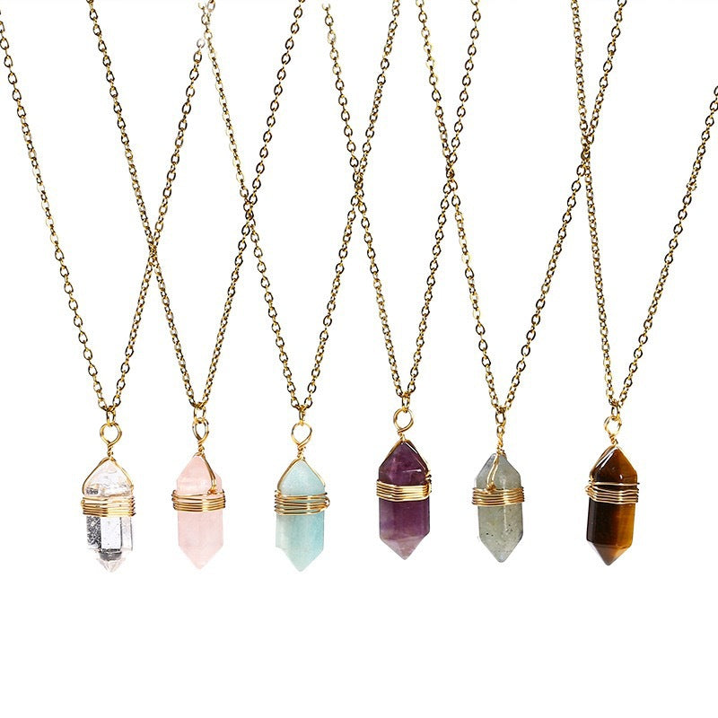Wholesale Natural Crystal Raw Stone Pendant Necklace